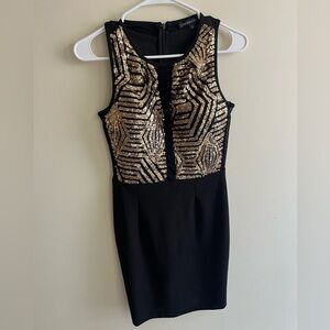 Black and Gold Sequin Dress